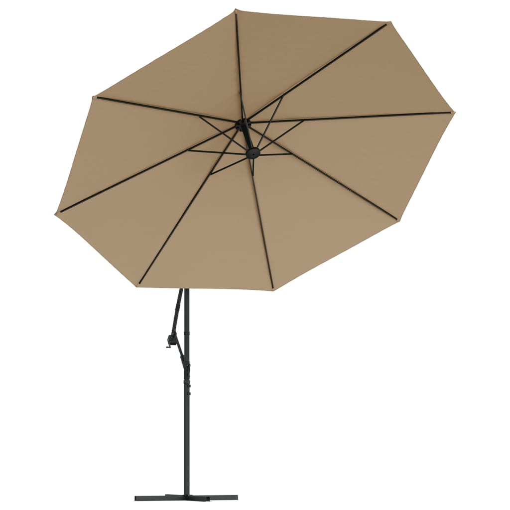 Ombrellone a Sbalzo con LED e Palo in Metallo 350 cm Tortora | homemem39