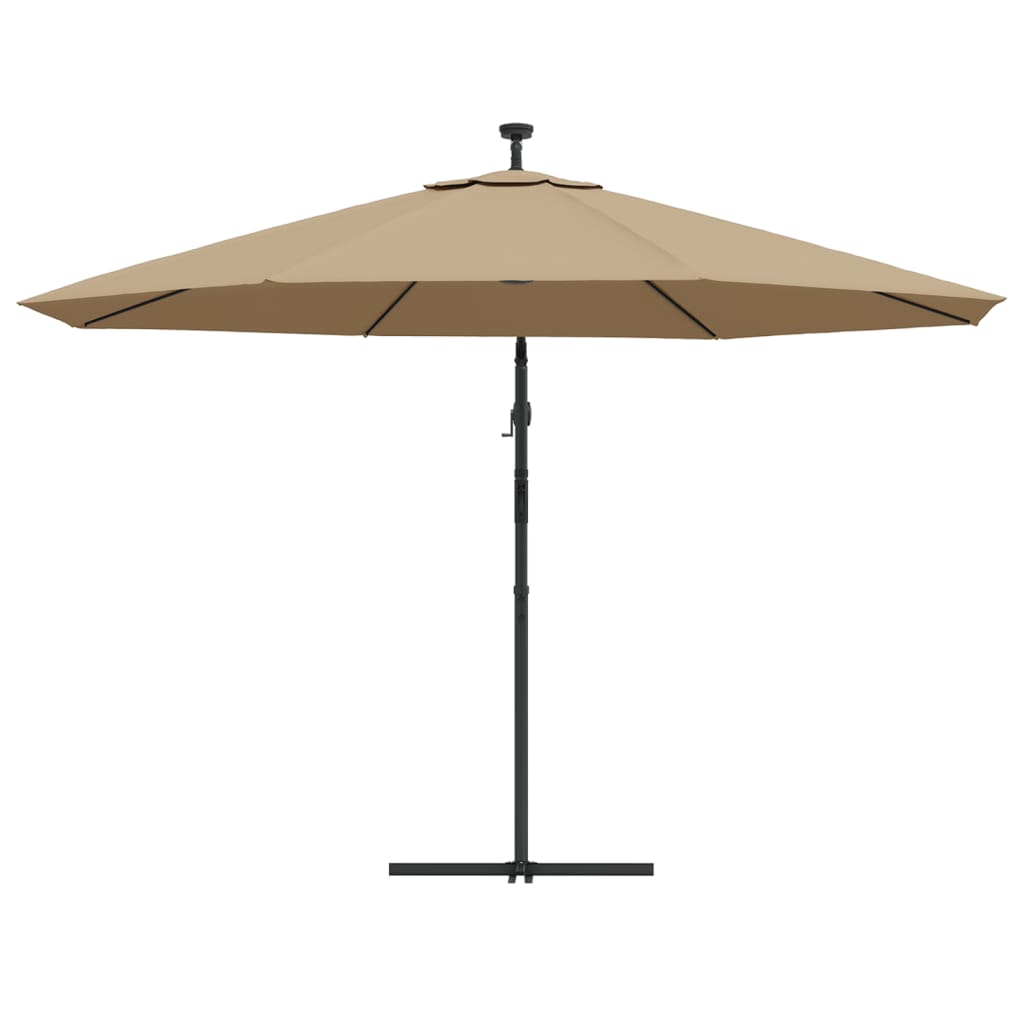 Ombrellone a Sbalzo con LED e Palo in Metallo 350 cm Tortora | homemem39