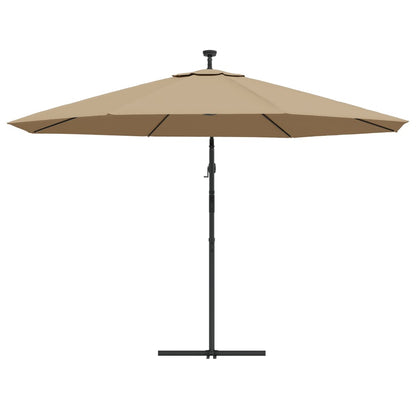 Ombrellone a Sbalzo con LED e Palo in Metallo 350 cm Tortora | homemem39