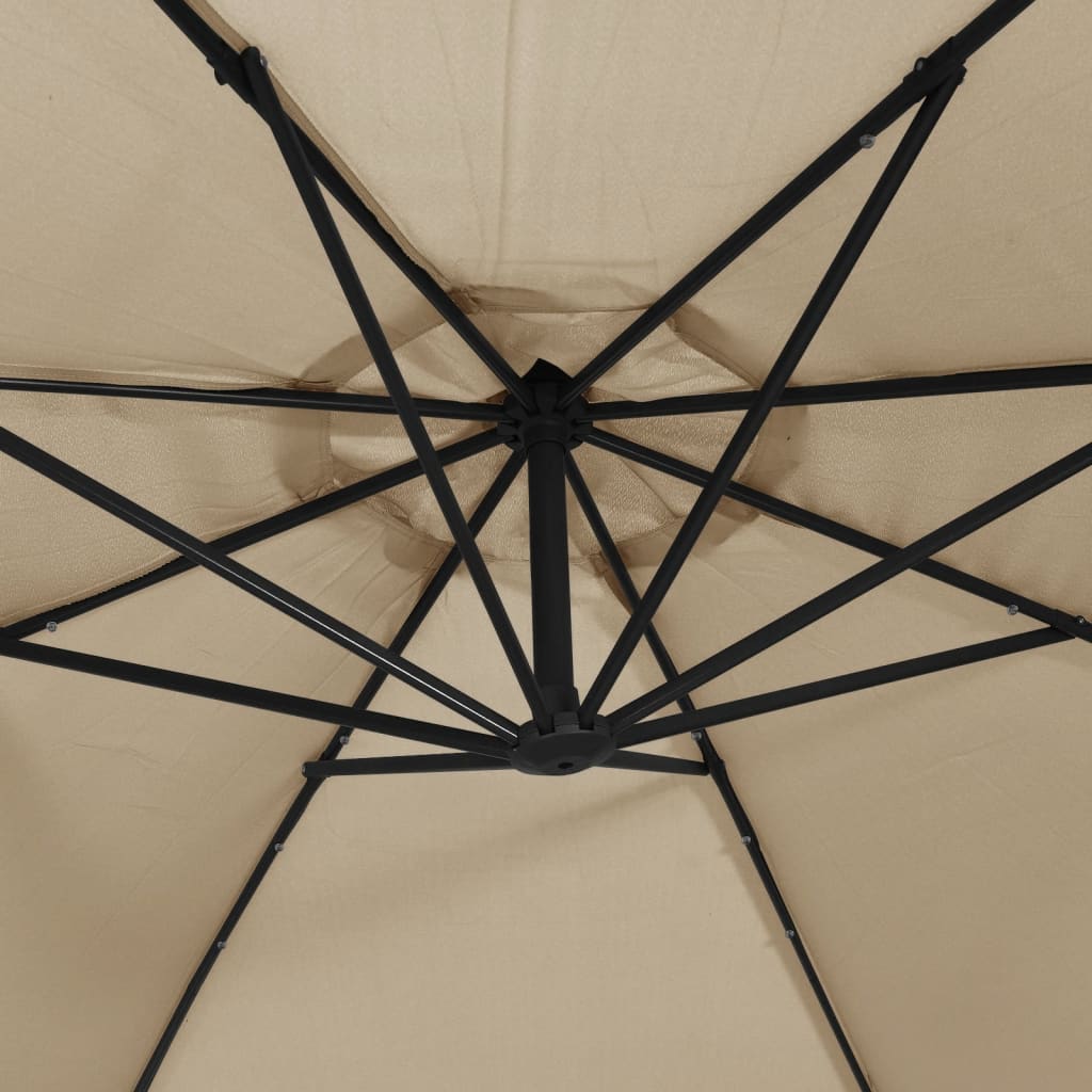 Ombrellone a Sbalzo con LED e Palo in Metallo 350 cm Tortora | homemem39