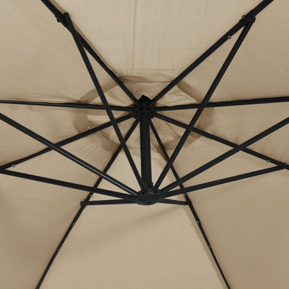 Ombrellone a Sbalzo con LED e Palo in Metallo 350 cm Tortora | homemem39