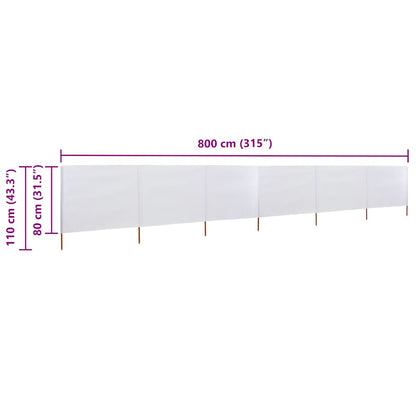 Paravento a 6 Pannelli in Tessuto 800x80cm Bianco - homemem39