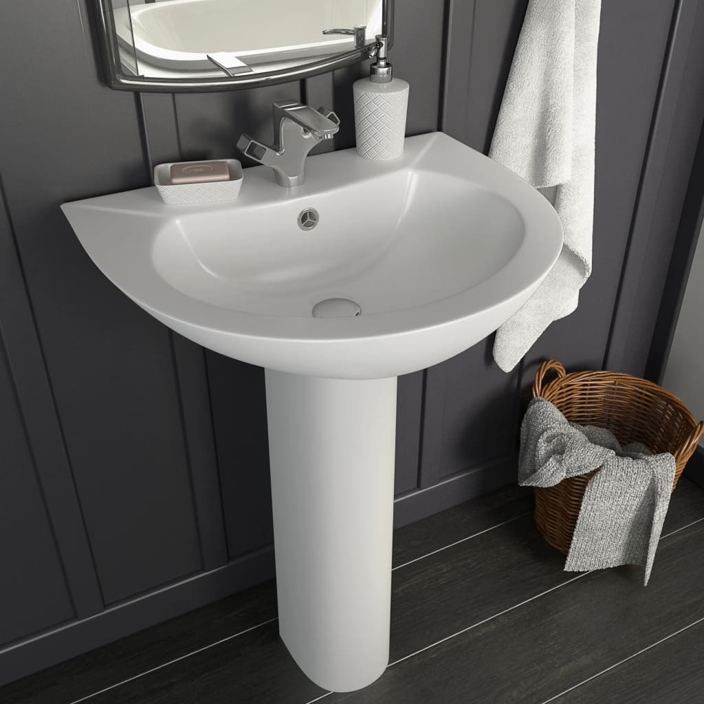 Lavandino a Colonna in Ceramica Bianca 520x440x190 mm - homemem39