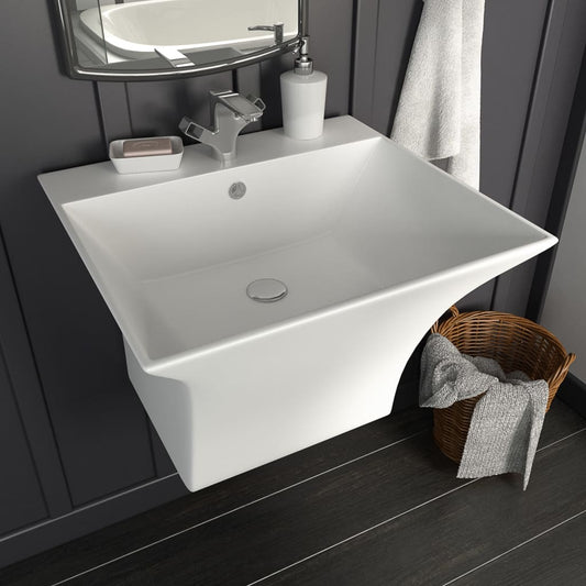 Lavabo a Parete in Ceramica Bianco 500x450x410 mm - homemem39