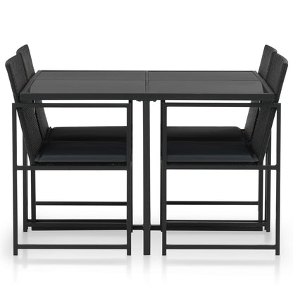 Set da Pranzo da Giardino 5 pz con Cuscini in Polyrattan Nero | homemem39