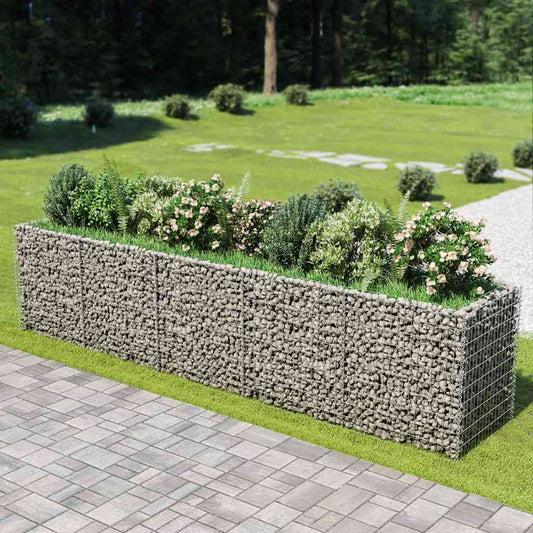 Gabbione Letto Rialzato in Acciaio Zincato 450x90x100 cm | homemem39