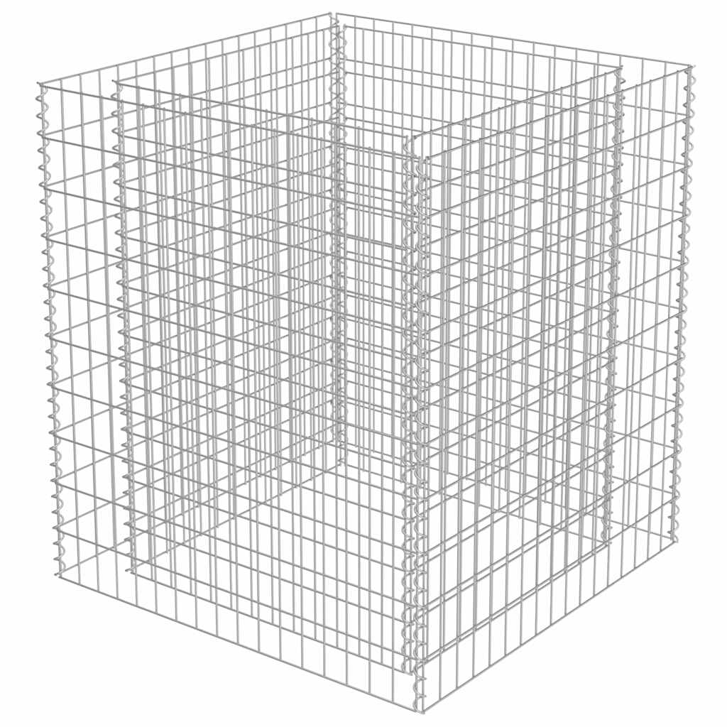 Gabbione Letto Rialzato in Acciaio Zincato 90x90x100 cm | homemem39