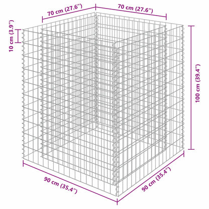 Gabbione Letto Rialzato in Acciaio Zincato 90x90x100 cm - homemem39
