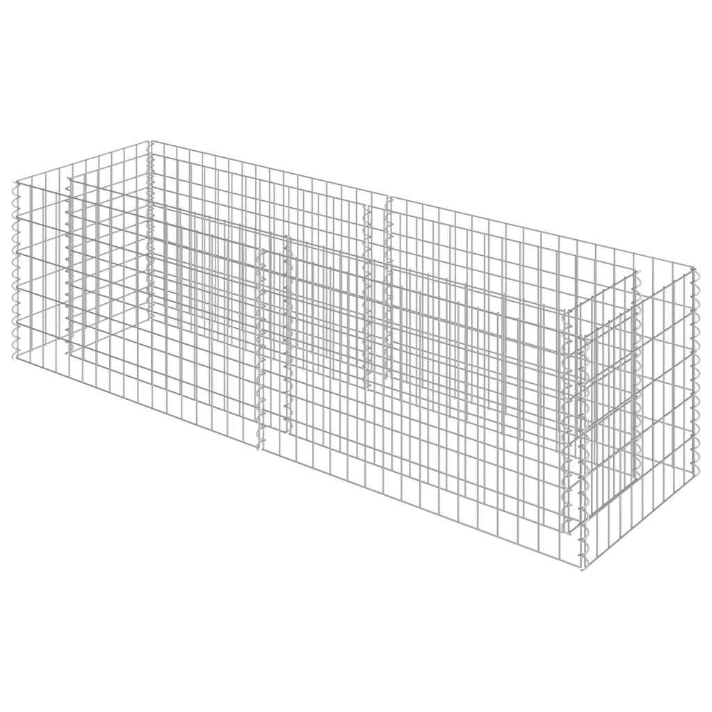 Gabbione Letto Rialzato in Acciaio Zincato 180x50x50 cm | homemem39
