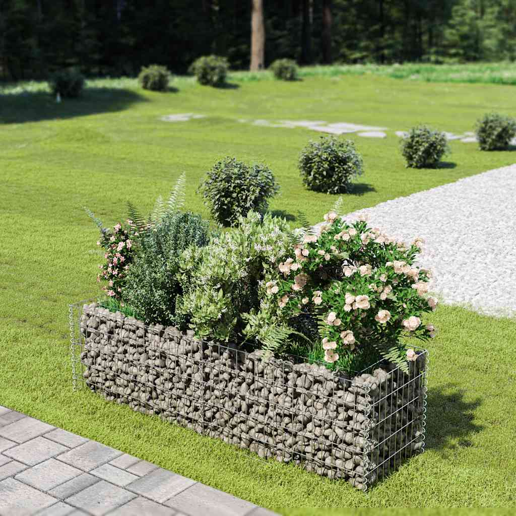 Gabbione Letto Rialzato in Acciaio Zincato 180x50x50 cm | homemem39