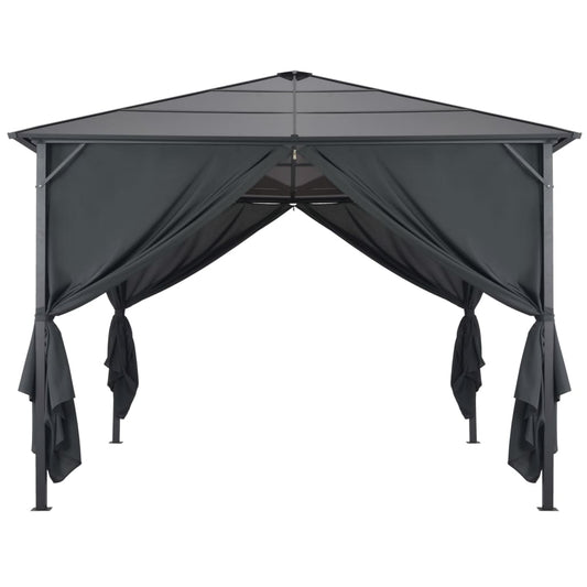 Gazebo con Tende in Alluminio 3x3 m Nero | homemem39