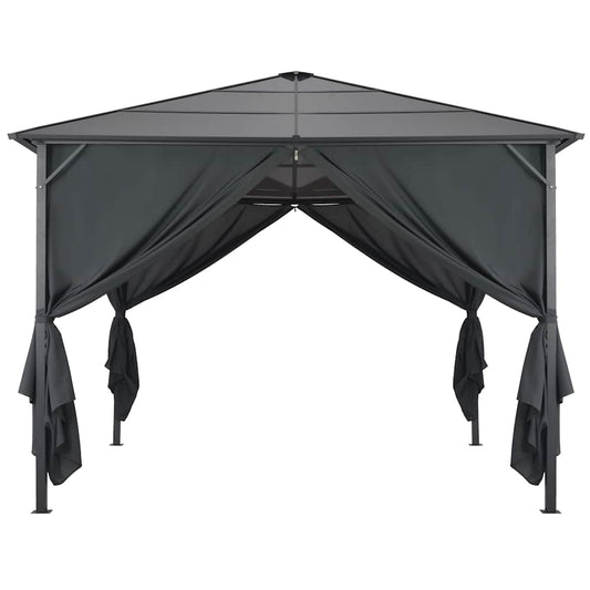 Gazebo con Tende in Alluminio 3x3 m Nero