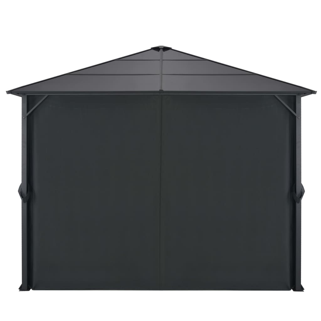 Gazebo con Tende in Alluminio 3x3 m Nero | homemem39