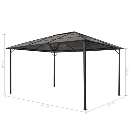 Gazebo con Tetto in Alluminio 4x3x2,6 m Nero | homemem39