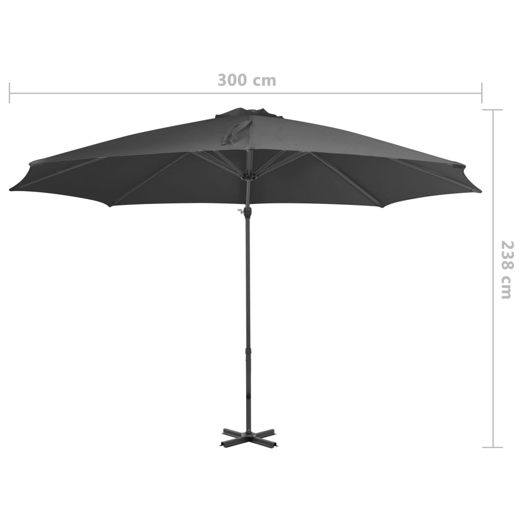 Ombrellone a Sbalzo con Palo in Alluminio 300 cm Antracite - homemem39