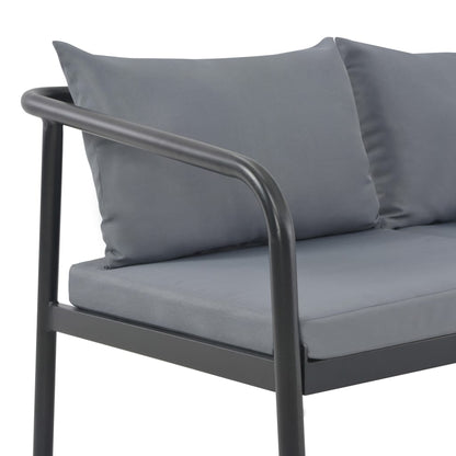 Divano da Giardino a 2 Posti con Cuscini Grigio in Alluminio | homemem39