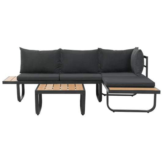 Set Divano da Giardino 2 pz ad Angolo Cuscini in Alluminio WPC | homemem39
