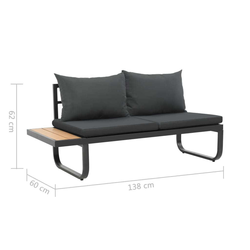 Set Divano da Giardino 2 pz ad Angolo Cuscini in Alluminio WPC | homemem39