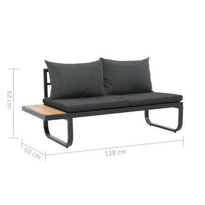 Set Divano da Giardino 2 pz ad Angolo Cuscini in Alluminio WPC | homemem39