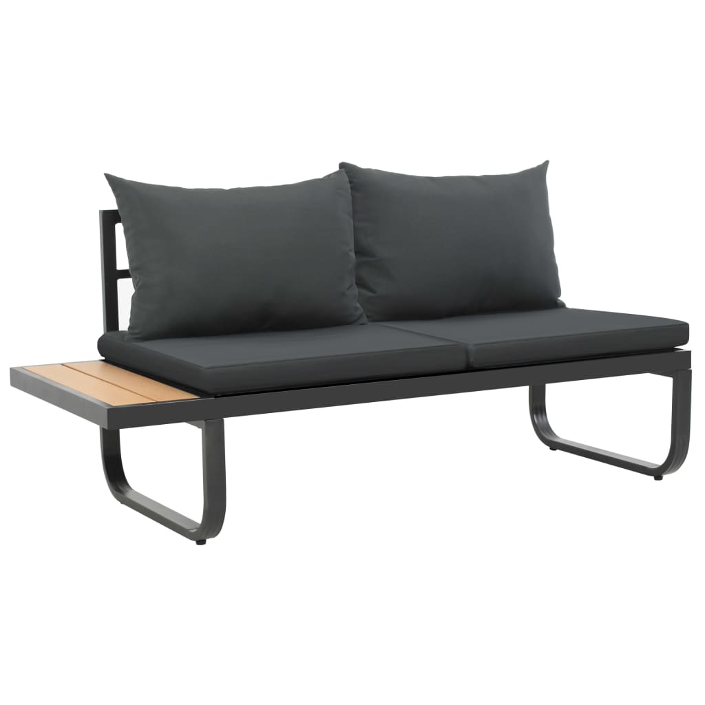 Set Divano da Giardino 2 pz ad Angolo Cuscini in Alluminio WPC | homemem39