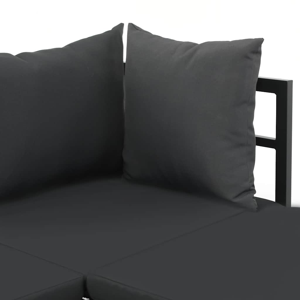Set Divano da Giardino 2 pz ad Angolo Cuscini in Alluminio WPC
