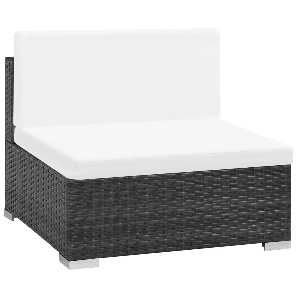 Set Divani da Giardino 7 pz con Cuscini in Polyrattan Nero - homemem39