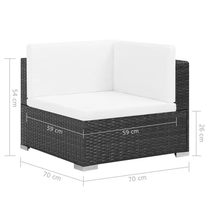 Set Divani da Giardino 7 pz con Cuscini in Polyrattan Nero - homemem39