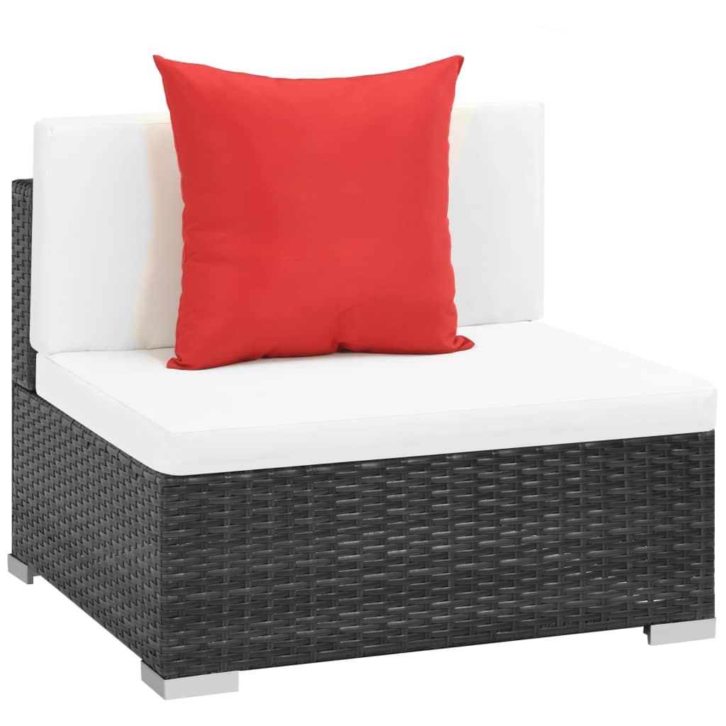 Set Divani da Giardino 7 pz con Cuscini in Polyrattan Nero - homemem39