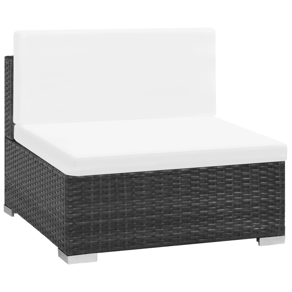 Set Divani da Giardino 7 pz con Cuscini in Polyrattan Nero - homemem39