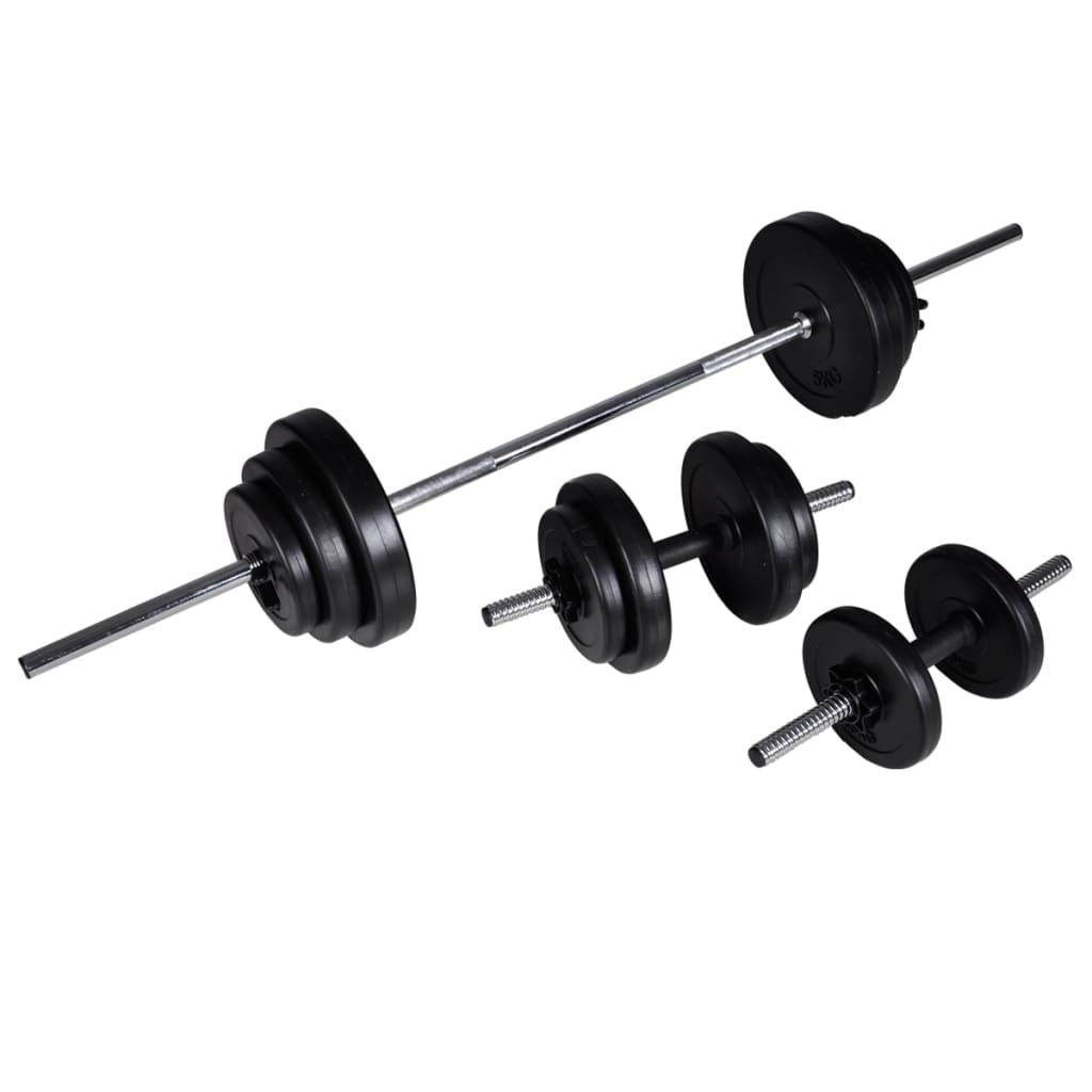Panca da Palestra con Bilanciere e Set di Manubri 30,5 kg | homemem39