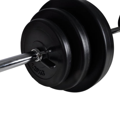 Panca da Palestra con Bilanciere e Set di Manubri 30,5 kg | homemem39