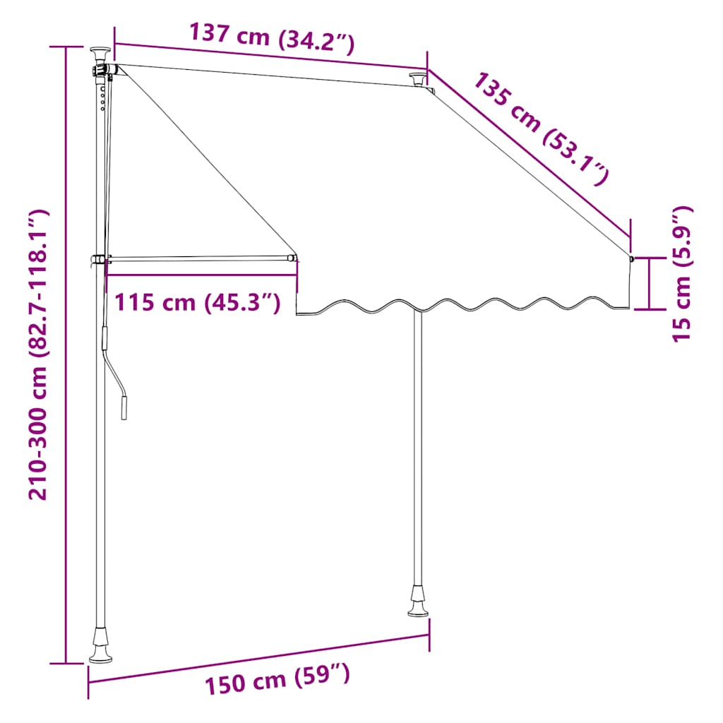 Tenda da Sole Retrattile Manuale 150 cm Antracite | homemem39