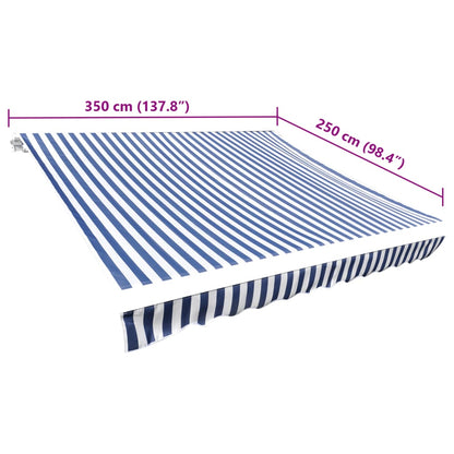 Tessuto di Ricambio per Tenda da Sole Blu e Bianco 3,5x2,5 m Poliestere | homemem39