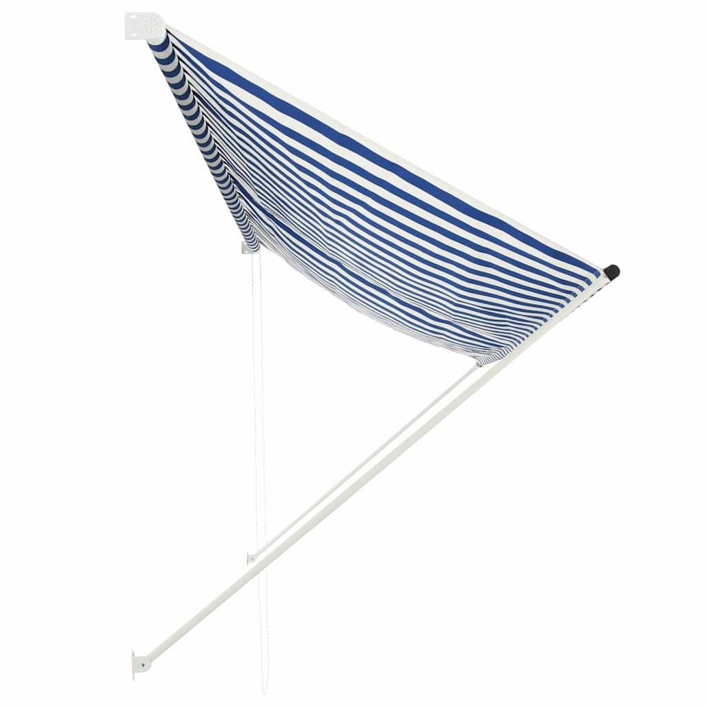 Tenda da Sole Retrattile 350x150 cm Blu e Bianco
