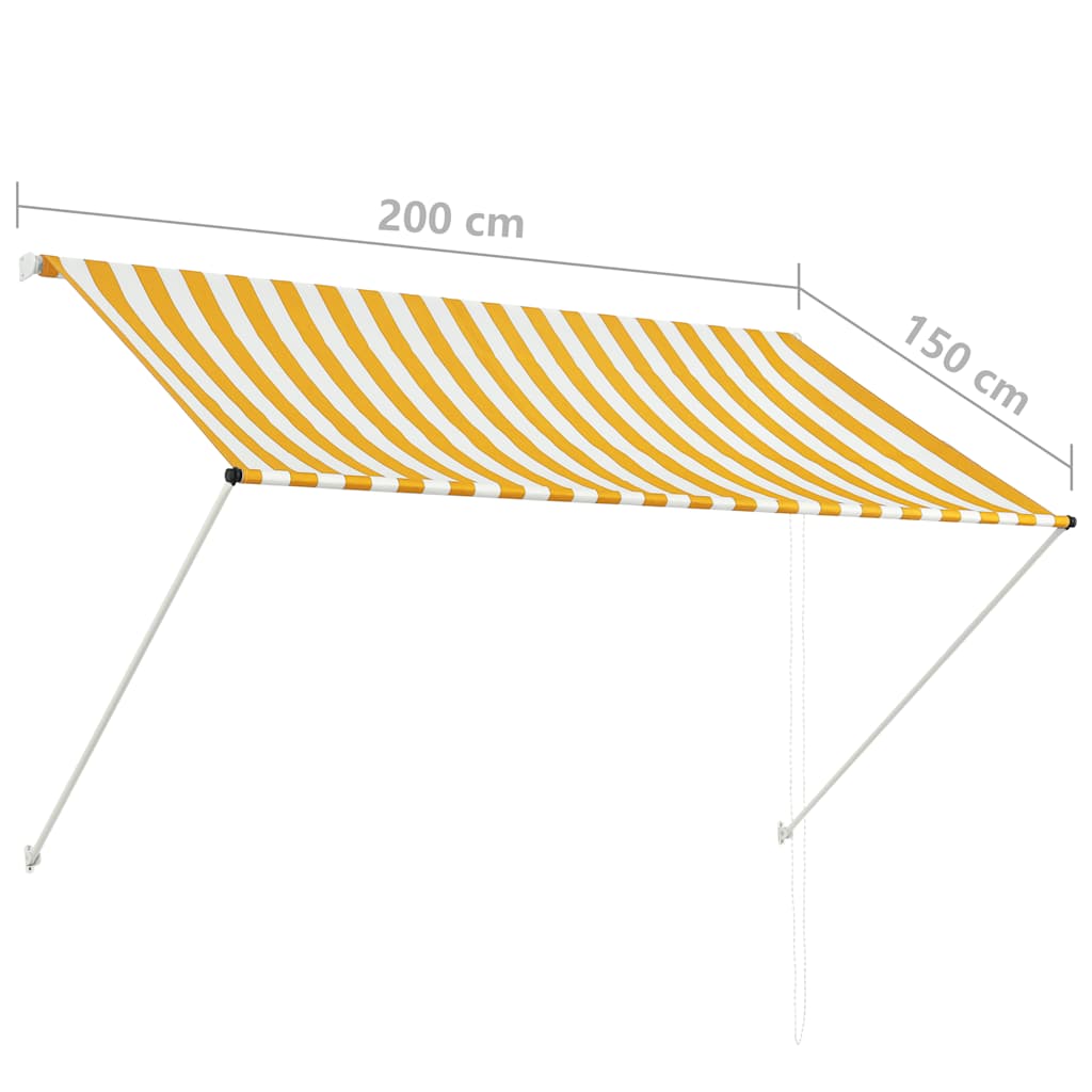 Tenda da Sole Retrattile 200x150 cm Giallo e Bianco