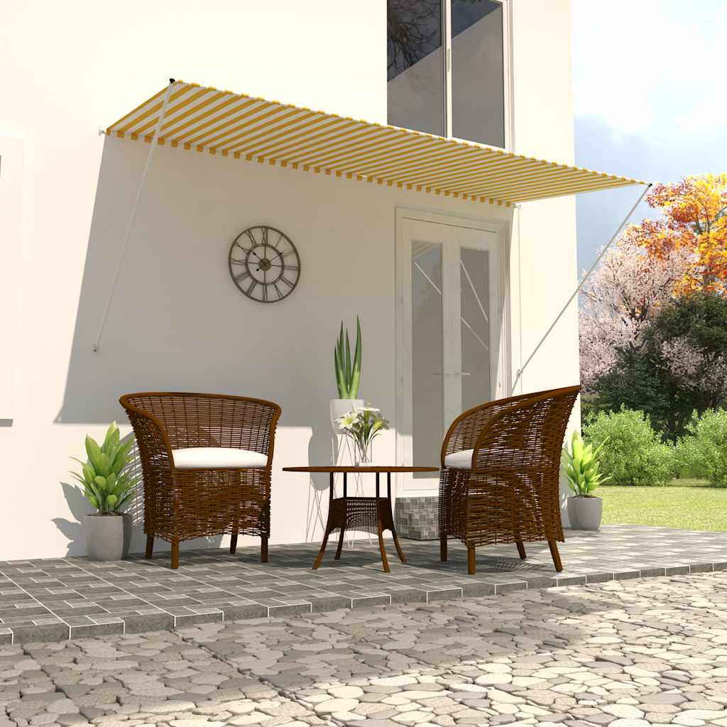 Tenda da Sole Retrattile 300x150 cm Giallo e Bianco | homemem39