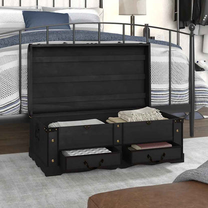 Baule del Tesoro in Legno Nero 90x51x42 cm | homemem39