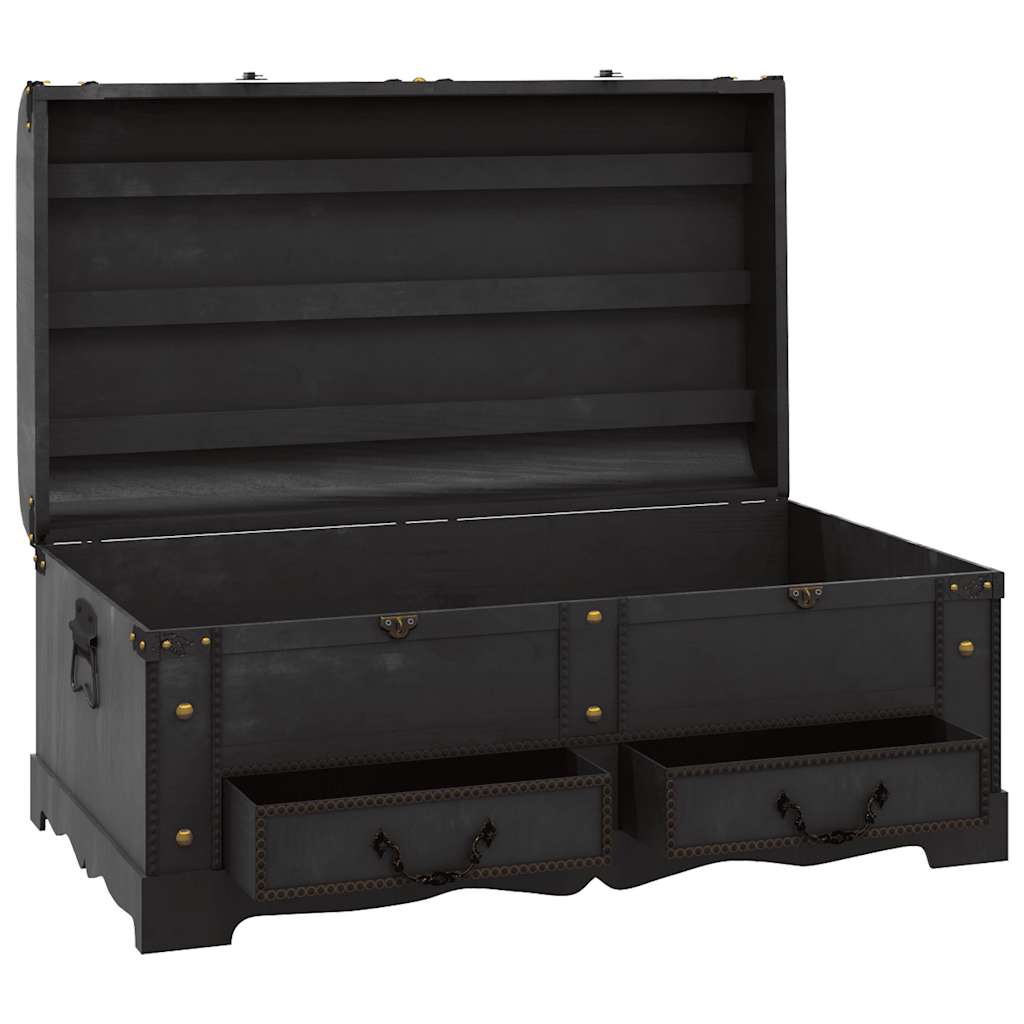 Baule del Tesoro in Legno Nero 90x51x42 cm | homemem39