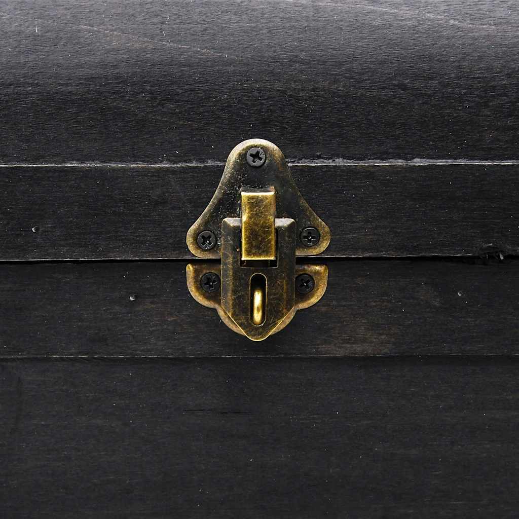 Baule del Tesoro in Legno Nero 90x51x42 cm | homemem39