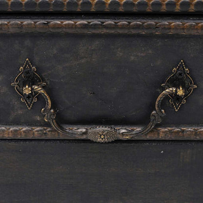 Baule del Tesoro in Legno Nero 90x51x42 cm | homemem39