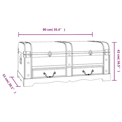 Baule del Tesoro in Legno Nero 90x51x42 cm | homemem39