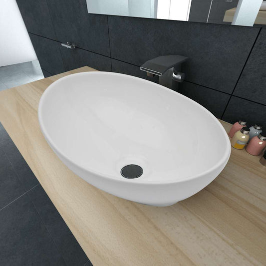 Lavello in Ceramica Bianco Ovale 40 x 33 cm | homemem39