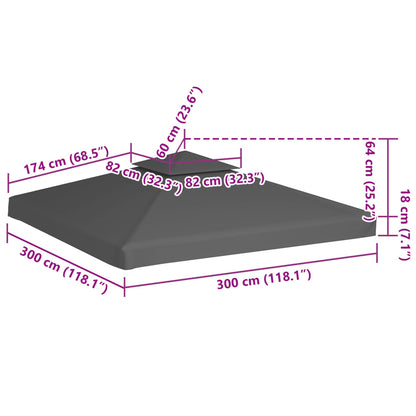 Copertura Superiore per Gazebo a 2 Strati 310 g/m² 3x3m Talpa - homemem39