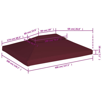 Copertura Superiore per Gazebo a 2 Strati 310g/m² 4x3m Bordeaux - homemem39