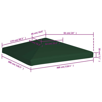 Copertura Superiore per Gazebo 310 g/m² 3x3 m Verde - homemem39