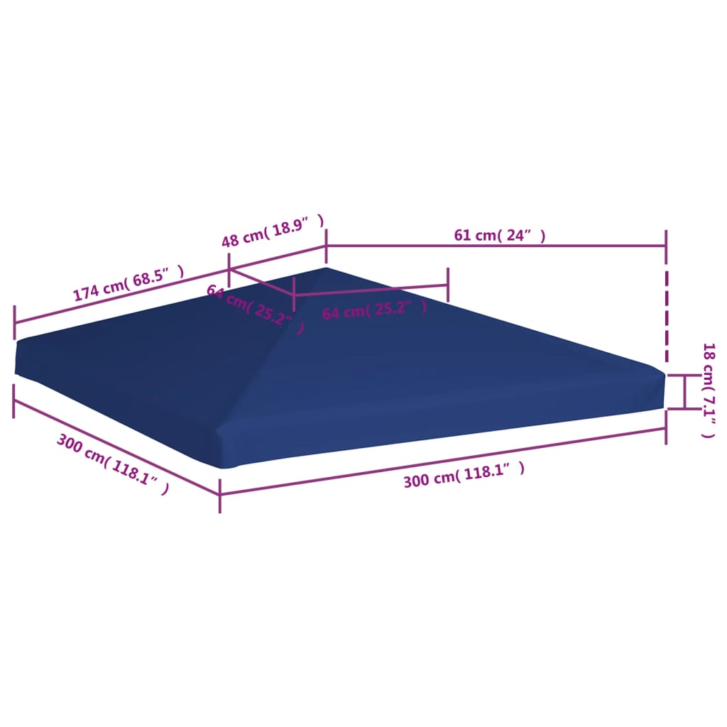 Copertura Superiore per Gazebo 310 g/m² 3x3 m Blu - homemem39