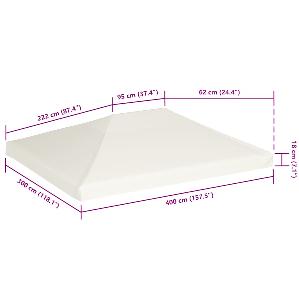 Copertura Superiore per Gazebo 310 g/m² 4x3 m Bianco Crema - homemem39