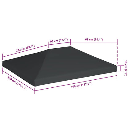 Copertura Superiore per Gazebo 310 g/m² 4x3m Grigia - homemem39