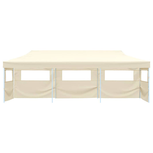 Tenda Pieghevole Pop-Up con 5 Pareti Laterali 3x9 m Crema