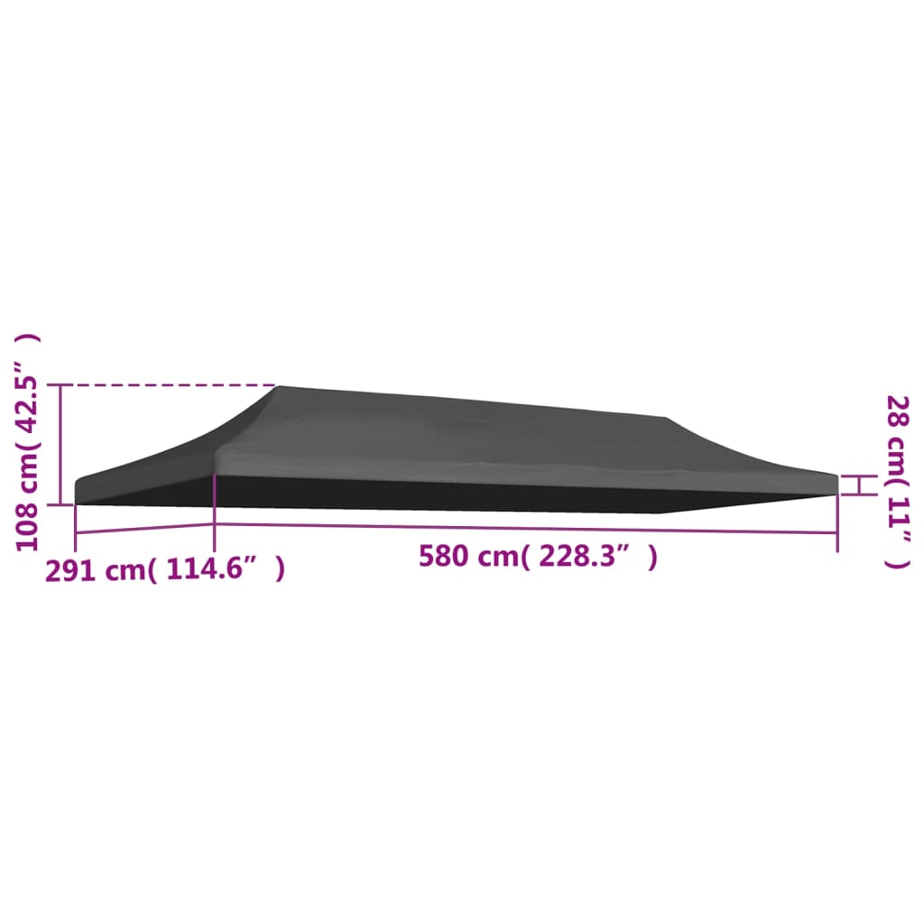 Tetto per Tendone per Feste 3x6 m Antracite - homemem39